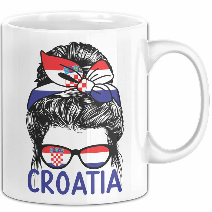 Croatia Tasse Geschenk Für Kroatische Frau Heimat Kroatien Kaffee-Becher Geschenkidee Weiß Trendation