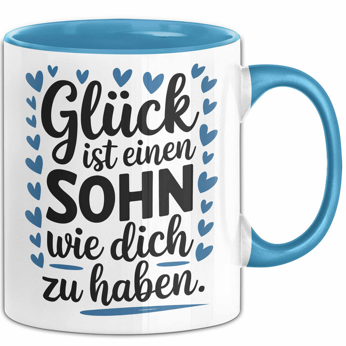 Sohn Tasse Geschenk Glueck Ist Einen Sohn Wie Dich Geschenkidee Mama Papa Blau Trendation