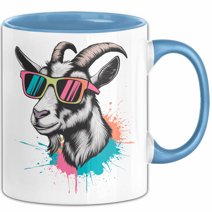 Ziegenbauer Ziegen Tier Sonnenbrille Tasse Geschenk Lustige Geschenkidee Spruch Blau Trendation