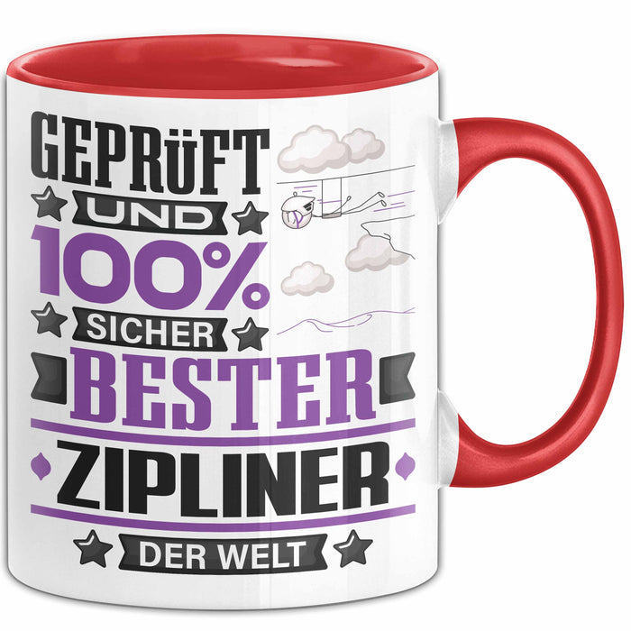 Zipliner Geschenk Lustiger Spruch für Zipliner Geschenkidee Bester Zipliner Der Welt Rot Trendation