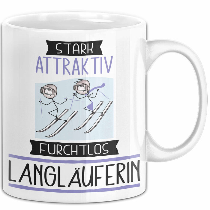 Langläuferin Tasse Geschenk Becher Stark Attraktiv Furchtlos Langläuferin Lustige Geschenkidee Weiß Trendation