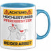 Pferdebesitzer Tasse Geschenk Lustiger Spruch Geschenkidee für Pferdebesitzer Achtung Hochleistungs Pferdebesitzer Bei Der Arbeit Blau Trendation