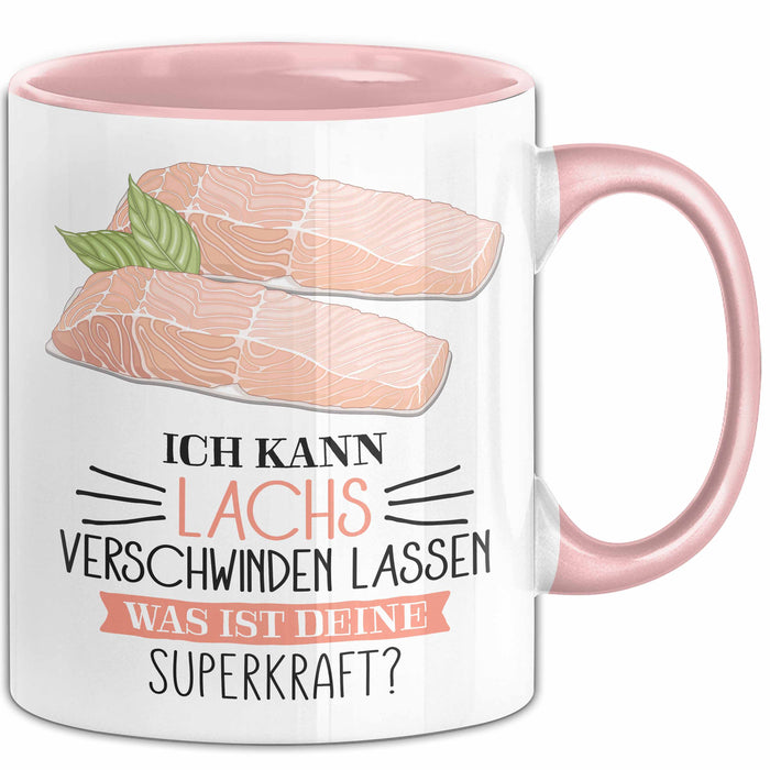 Lachs-Liebhaber Tasse Geschenk Ich Kann Lachs Verschwinden Lassen Was Ist Deine Superkraft Becher Geschenkidee Lachs Kaffee-Becher Rosa Trendation