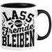 Schwarzer Humor Kaffeetasse Lass Uns Fremde Bleiben Tasse Geschenk Kollegen Sarkasmus Ironie Geschenkidee für Männer Frauen Kaffee-Becher Schwarz Trendation