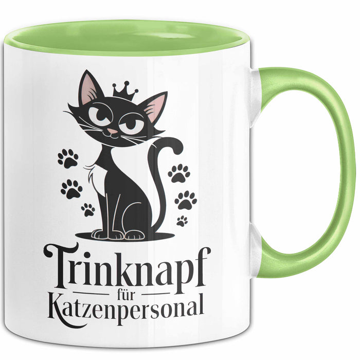 Katzenliebhaber Tasse Geschenkidee Trinknapf Katzen Personal Grün Trendation