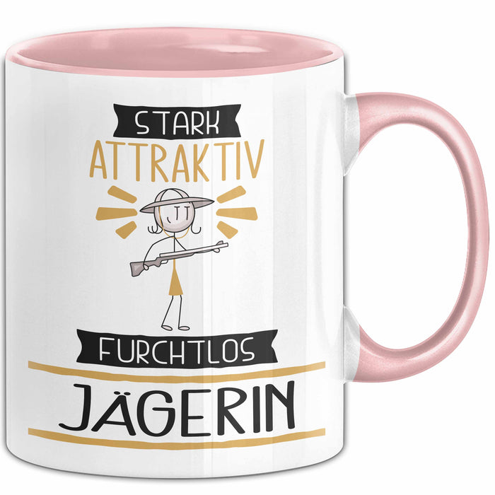 Jägerin Tasse Geschenk Becher Stark Attraktiv Furchtlos Jägerin Lustige Geschenkidee Rosa Trendation