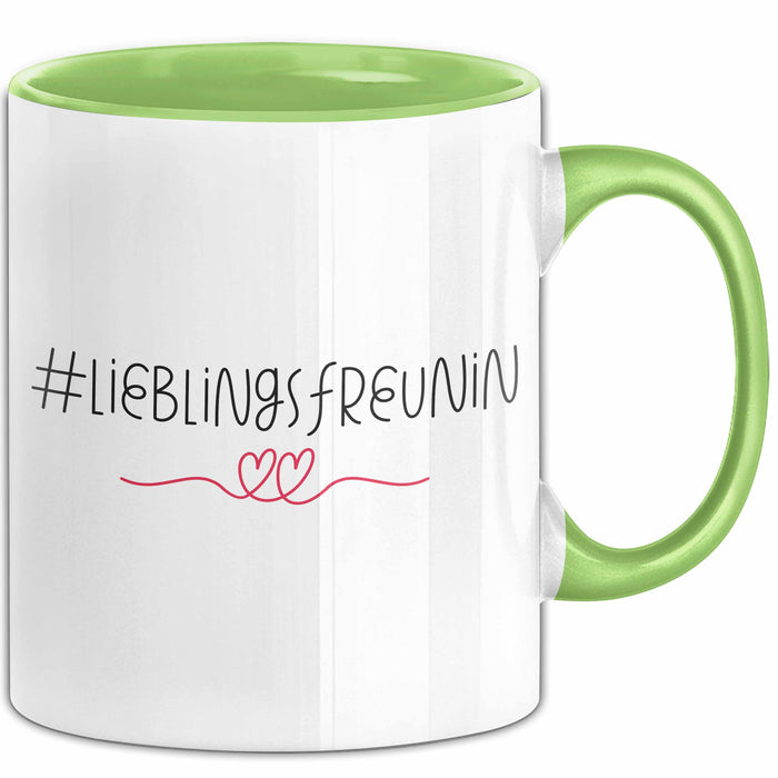 Tasse ValentinstagsGrafik mit Herzen und Lieblingsfreundin Geschenk für sie Grün Trendation