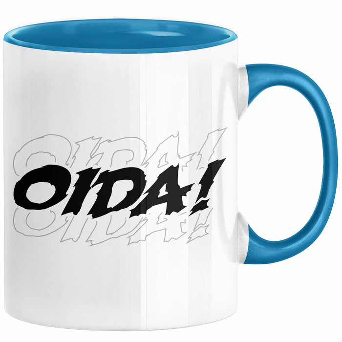 Oida Tasse Geschenk Bayern Kaffee-Becher Bayrisch Dialekt Blau Trendation