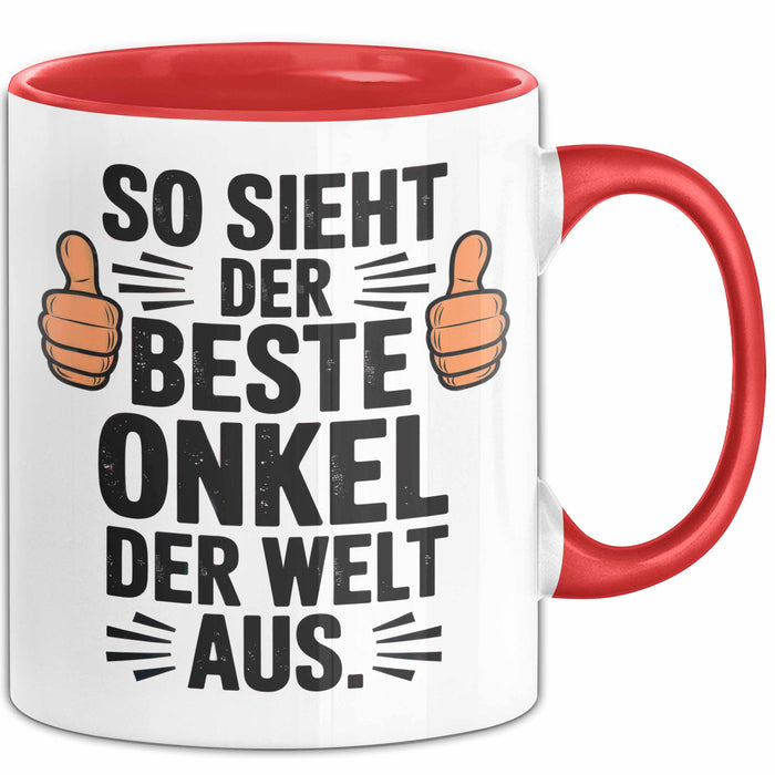 Onkel Sarkastisch Sarkasmus Tasse Geschenk Lustige Geschenkidee Spruch So Sieht Der Beste Onkel Der Welt Aus Rot Trendation