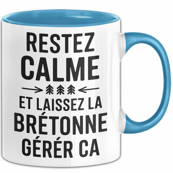 Bretagne Tasse Geschenk Restez Calme Bretonne Geschenkidee Frankreich Blau Trendation