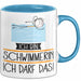 Geschenk für Schwimmerin Tasse Lustige Geschenkidee Geburtstag Ich Bin Schwimmerin Ich Darf Das Blau Trendation