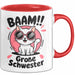 Big Sister Ältere Geschwister Schwestern Katze Tasse Becher Geschenk Lustige Geschenkidee Spruch Big Sister Rot Trendation