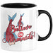 Meerjungfrau Geschenk Tasse für Mädchen Nymphe Nixe Becher Grafik Believe In Mermaids Schwarz Trendation
