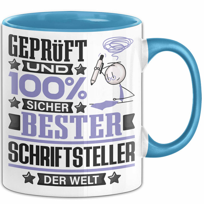 Schriftsteller Geschenk Lustiger Spruch für Schriftsteller Geschenkidee Bester Schriftsteller Der Welt Blau Trendation