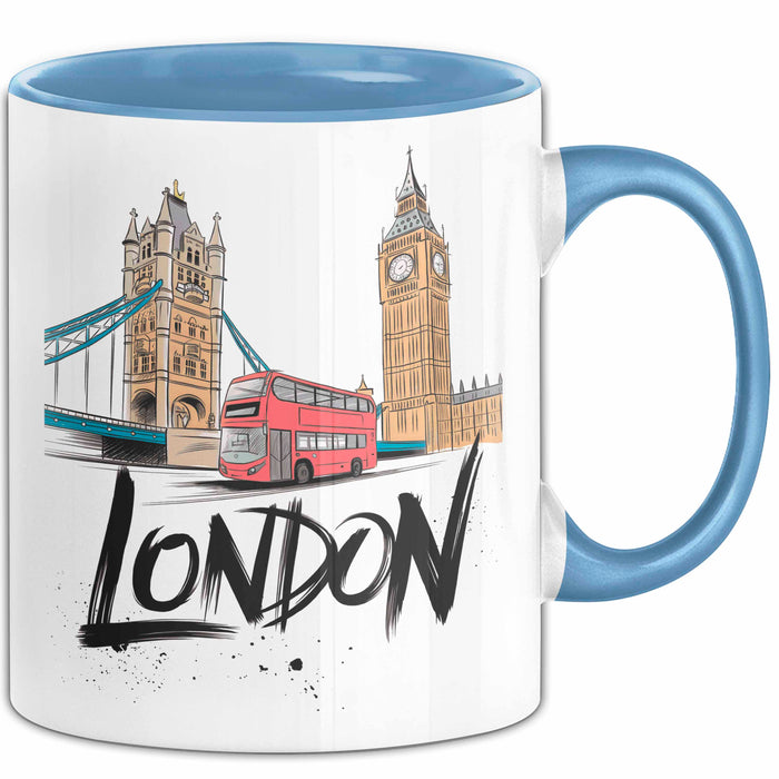 England London Skyline Tasse Geschenk Lustige Geschenkidee Spruch Blau Trendation