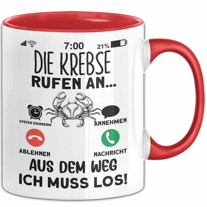 Krebse Liebhaber Tasse Geschenk Die Krebse Rufen An Geschenkidee Becher Rot Trendation