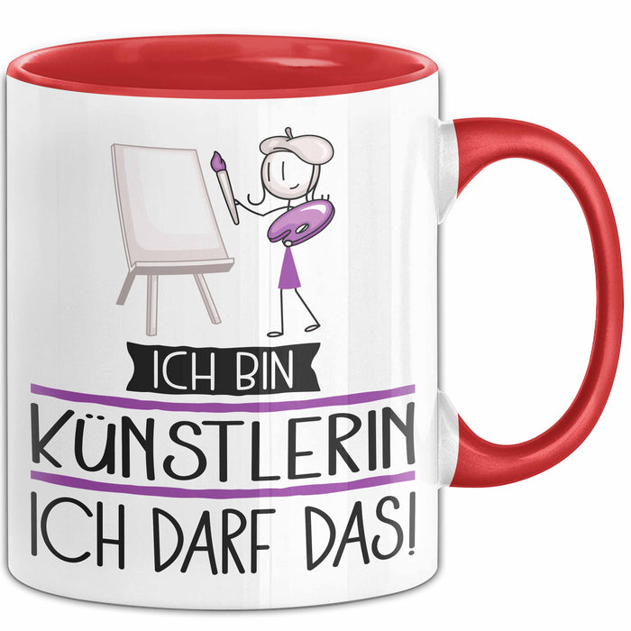 Geschenk für Künstlerin Tasse Lustige Geschenkidee Geburtstag Ich Bin Künstlerin Ich Darf Das Rot Trendation