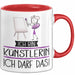 Geschenk für Künstlerin Tasse Lustige Geschenkidee Geburtstag Ich Bin Künstlerin Ich Darf Das Rot Trendation
