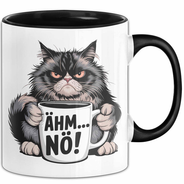 Katzen Tierliebhaber Tasse Geschenk Lustige Geschenkidee Spruch Ähm Nö Schwarz Trendation