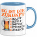 Biertrinker Tasse Geschenk Lustige Geschenkidee Spruch 5G Ist Die Zukunft Blau Trendation