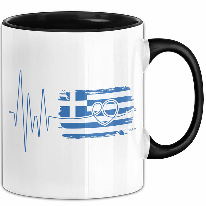 Griechenland Tasse Geschenk Grieche Flagge Herz Kaffee-Becher Trendation