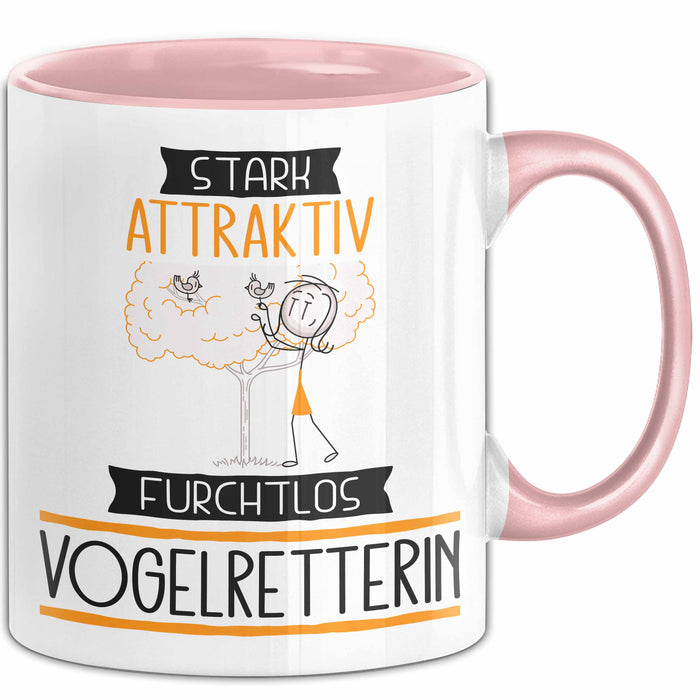 Vogelretterin Tasse Geschenk Becher Stark Attraktiv Furchtlos Vogelretterin Lustige Geschenkidee Rosa Trendation
