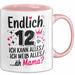 12 Geburtstag Teenager Tasse Geschenk Lustige Geschenkidee Spruch Endlich 12 Ich Kann Alles Ich Weiß Alles Ähm Mama Rosa Trendation