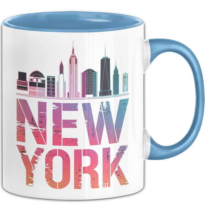 New York City USA Tasse Geschenk Lustige Geschenkidee Spruch Blau Trendation