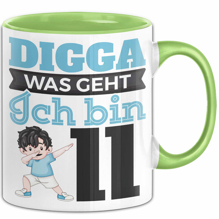 Digga Ich Bin 11 Tasse Jungs Geschenk 11. Geburtstag Lustig Grün Trendation