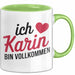 Karin Tasse Geschenk Ich Bin Vollkommen Karin Geschenkidee Geburtstag Grün Trendation