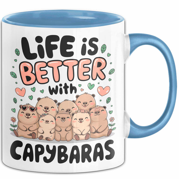 Capybara Tier Tasse Geschenk Lustige Geschenkidee Spruch Life Is Better With Capybaras Blau Trendation