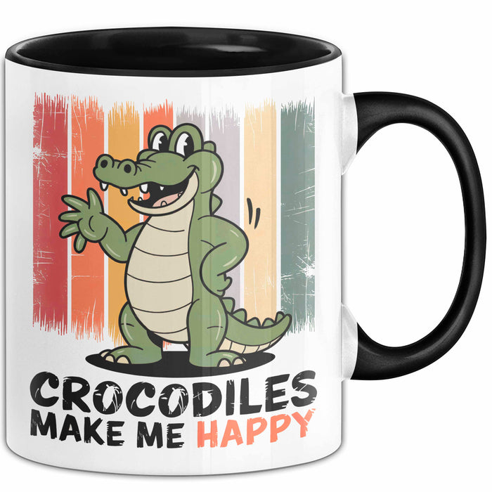 Krokodil Tier Tasse Geschenk Lustige Geschenkidee Spruch Krokodile Machen Mich Glücklich Schwarz Trendation