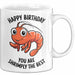 Geburtstagsfeier Garnele Tasse Geschenk Lustige Geschenkidee Spruch Alles Gute Zum Geburtstag Du Bist Shrimply Der Beste Weiß Trendation