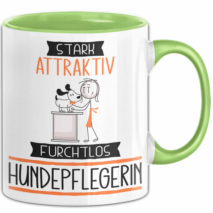 Hundepflegerin Tasse Geschenk Becher Stark Attraktiv Furchtlos Hundepflegerin Lustige Geschenkidee Grün Trendation