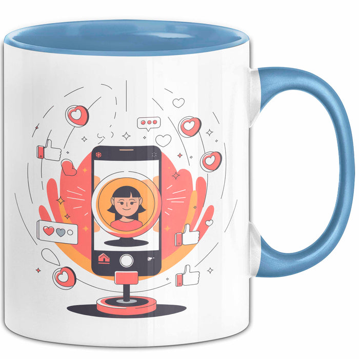 Influencer Tasse Geschenk Lustige Geschenkidee Spruch Für Trend Setter Blau Trendation
