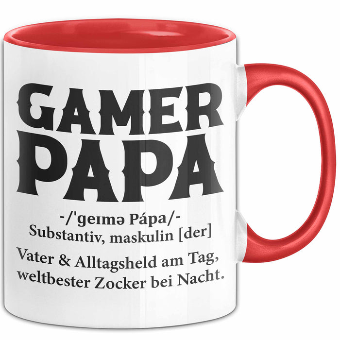Spieler Papa Tasse Geschenk Lustige Geschenkidee Spruch Gamer Papa Rot Trendation