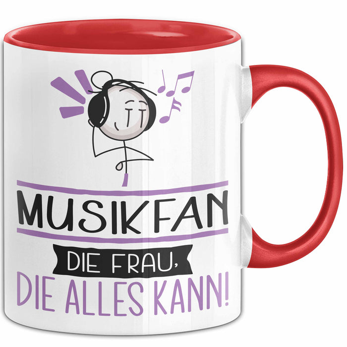 Musikfan Geschenk Tasse Becher Die Frau Die Allen Kann Geschenkidee für eine Musikfan Lustig Rot Trendation