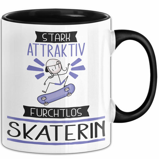 Skaterin Tasse Geschenk Becher Stark Attraktiv Furchtlos Skaterin Lustige Geschenkidee Trendation