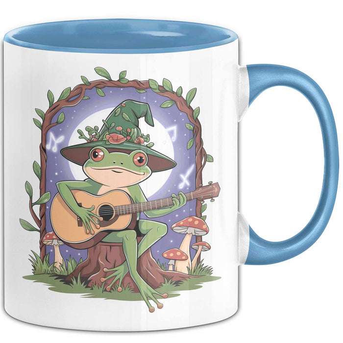 Frosch Tier Spielt Banjo Tasse Geschenk Lustige Geschenkidee Spruch Blau Trendation