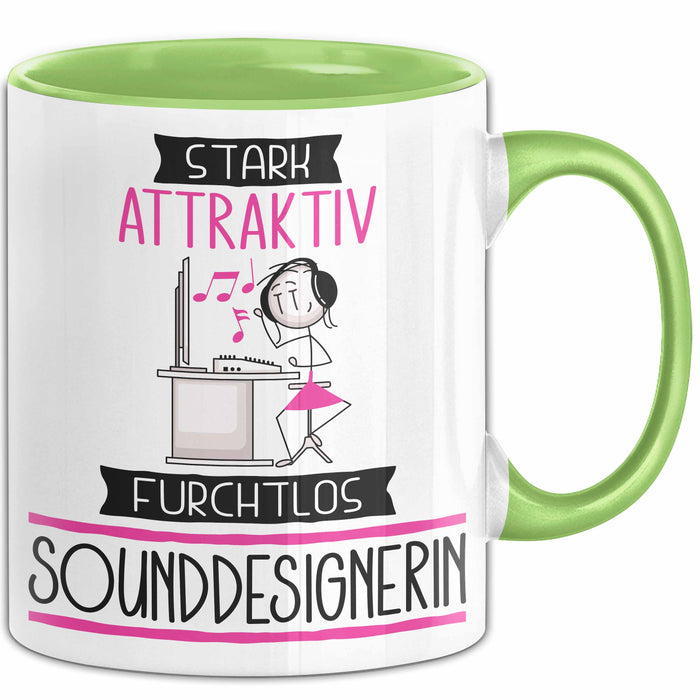 Sounddesignerin Tasse Geschenk Becher Stark Attraktiv Furchtlos Sounddesignerin Lustige Geschenkidee Grün Trendation