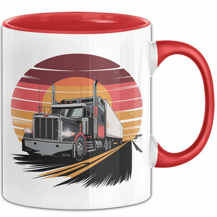 Lkw Fahrer Tasse Geschenkidee für Trucker Lustiger Spruch Rot Trendation