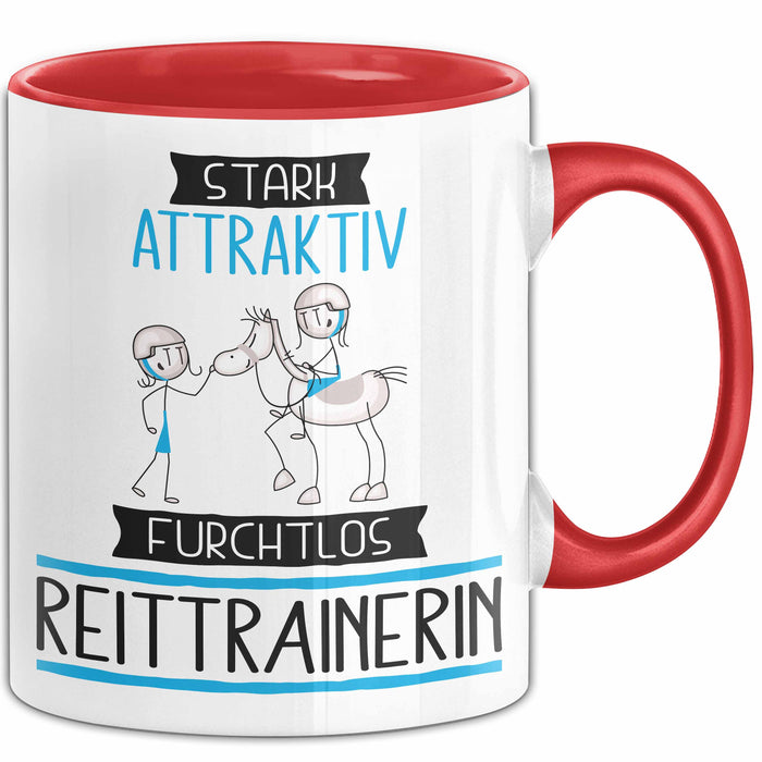 Reittrainerin Tasse Geschenk Becher Stark Attraktiv Furchtlos Reittrainerin Lustige Geschenkidee Rot Trendation
