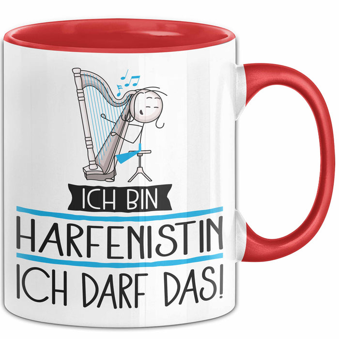 Geschenk für Harfenistin Tasse Lustige Geschenkidee Geburtstag Ich Bin Harfenistin Ich Darf Das Rot Trendation