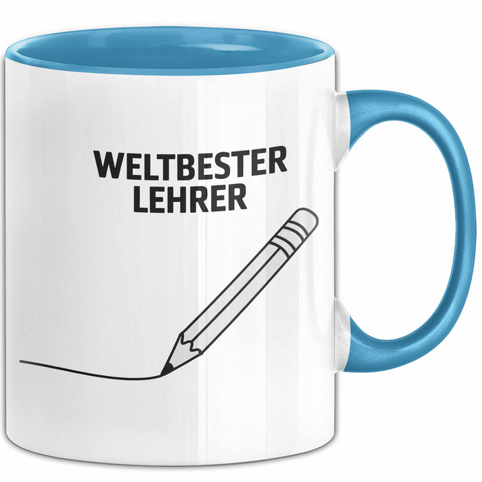 Unterricht Lehrer Wertschätzung Tasse Geschenk Lustige Geschenkidee Spruch Weltbester Lehrer Blau Trendation