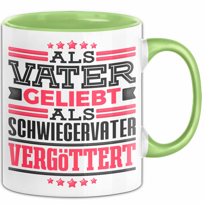 Schwiegervater Tasse Geschenk Geburtstag Bester Schwiegerpapa Geschenkidee Becher Grün Trendation