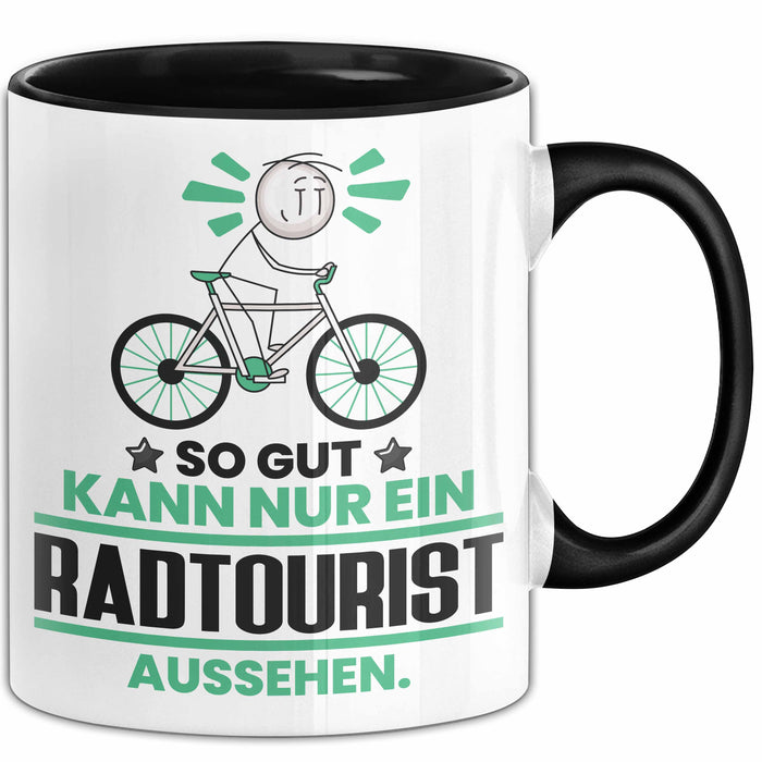 Radtourist Geschenk Tasse So Gut Kann Nur Ein Radtourist Aussehen Geschenkidee Kaffee-Becher Schwarz Trendation