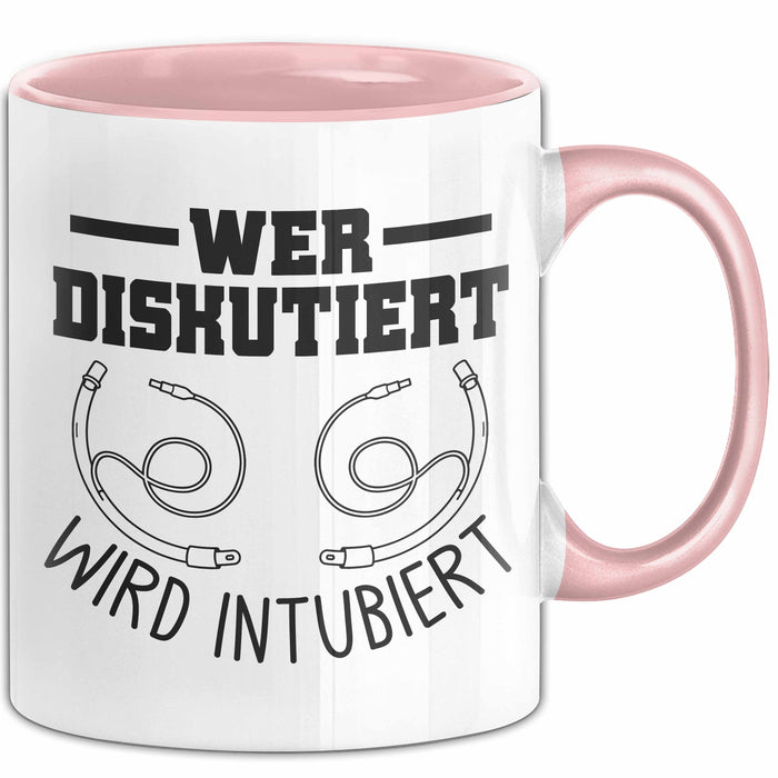 Krankenschwester Tasse Geschenk Wer Diskutiert Wird Intubiert Krankenhaus Geschenkidee Rosa Trendation
