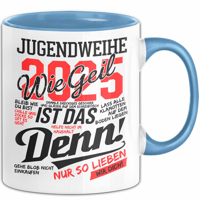 Jugendbetreuung Tasse Geschenk Lustige Geschenkidee Spruch Jugendweihe 2025 Blau Trendation
