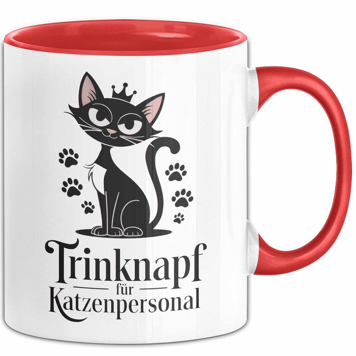 Katzenliebhaber Tasse Geschenkidee Trinknapf Katzen Personal Rot Trendation