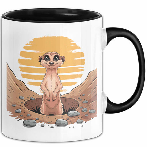 Erdmännchen Tier Tasse Geschenk Lustige Geschenkidee Spruch Schwarz Trendation
